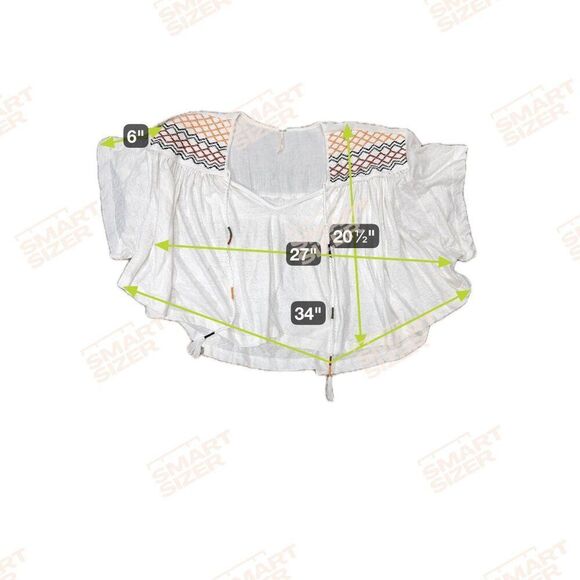 Free People Peasant Style Blouse Womens Sz L Embroidered Market Tee Boho Hippie - Picture 6 of 6